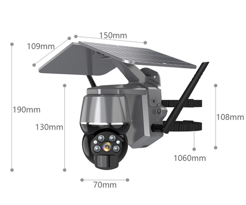 5V 2A ABS 4g Wifi Security Camera ، 4g Ptz Camera Solar Fireproof