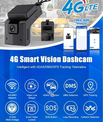 SOS App Control 4G Dashcam و GPS ADAS / DSM / BSD / PCW 4G DVR المحمول