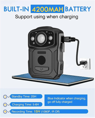4K دقة IP68 Wifi الكاميرات المرتدية على الجسم H.264/H.265 تشفير الفيديو مع NFC ونظام أندرويد 10