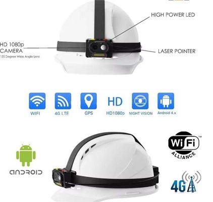 4G Wifi كاميرا خوذة أمن الذكاء الاصطناعي 1080P 30fps / 720 30fps جي بي إس بث مباشر Hardhat