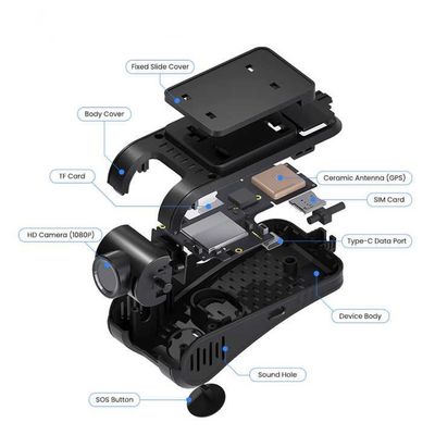 مربع أسود للسيارة 4G Dashcam GPS Tracker مع محادثة ثنائية الاتجاه ونظام مساعدة القيادة المتقدمة 4GB DDR 512GB ذاكرة
