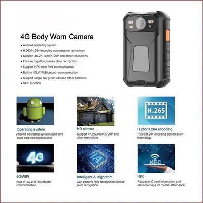 4G IP Body Worn Camera SIM B28 Band Rtmp Rtsp Onvif Recorder