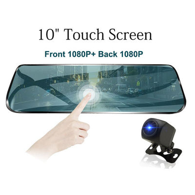 10 بوصة تعمل باللمس تدفق مرآة الرؤية الخلفية سيارة داش كاميرا 1080P
