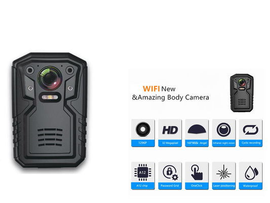 32 جيجا بايت Ambarella A12 رقاقة الجسم البالية الكاميرا GPS الأشعة تحت الحمراء للرؤية الليلية المحمولة Bodycam