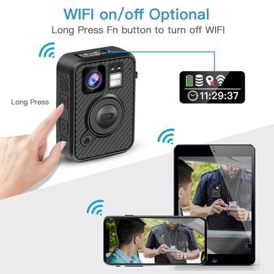 H.264 MP4 MPEG4 CMOS يرتديها الشرطة كاميرات مقاومة للماء IP67 0.91 "LCD