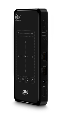 جهاز عرض محمول صغير الحجم DLP بدقة 4K يعمل على فك ترميز تشغيل ثلاثي الأبعاد للتحكم بالأشعة تحت الحمراء